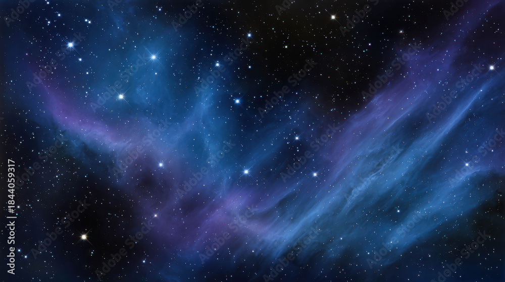 Naklejka premium Vast Starfields with Interwoven Nebulae Captured in High Exposure Image for Astronomy, Space, and Cosmic Exploration