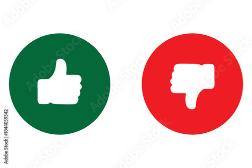 Set of Thumbs up and thumbs down icons set. Like and dislike vector collection on transparent background. vector illustration .