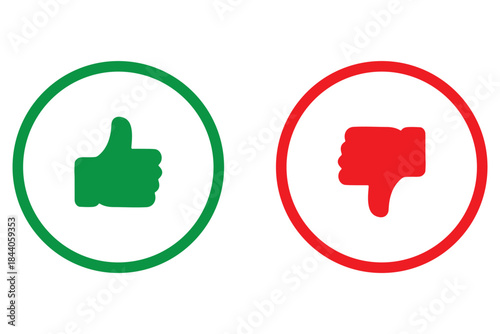 Set of Thumbs up and thumbs down icons set. Like and dislike vector collection on transparent background. vector illustration .