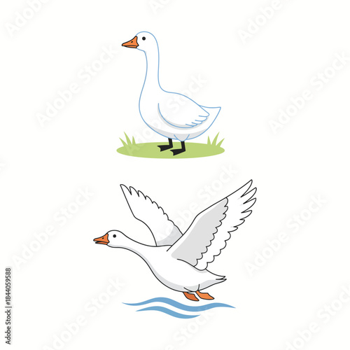 Serene Geese in Natural Habitat - Majestic Birds in Peaceful Surroundings