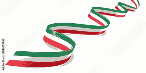Festive ribbon curl swirl at the top of a clean background with bright colors and a cheerful holiday feel.