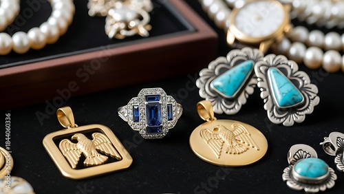 Ornate Cultural Jewelry Illustration jewels american with tribal heritage luxury gemstone style for commercial fashion background advertising and high end design needs