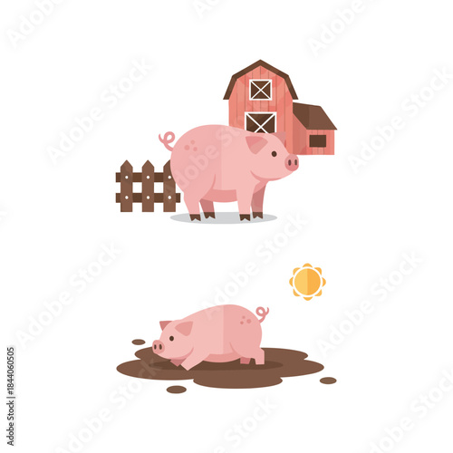Charming Pig at a Farmer's Barn in the Countryside