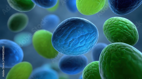 Detailed Microscopic View of Colorful Pollen Grains Captured in High Resolution for Scientific and Educational Purposes