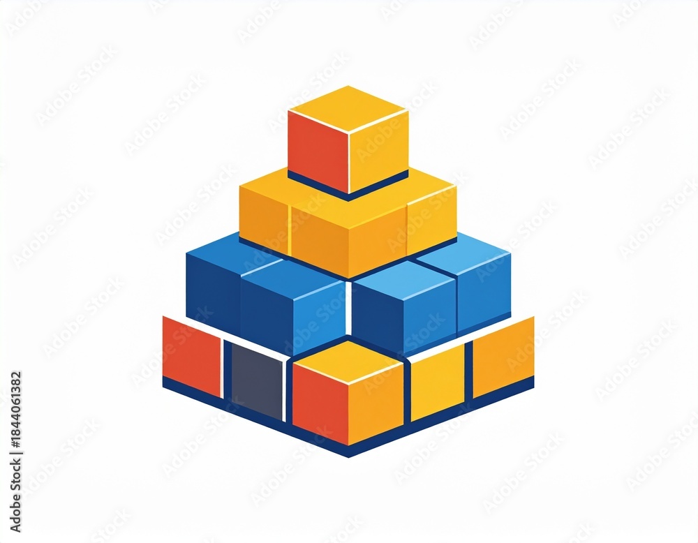 Obraz premium Modular construction blocks abstract icon