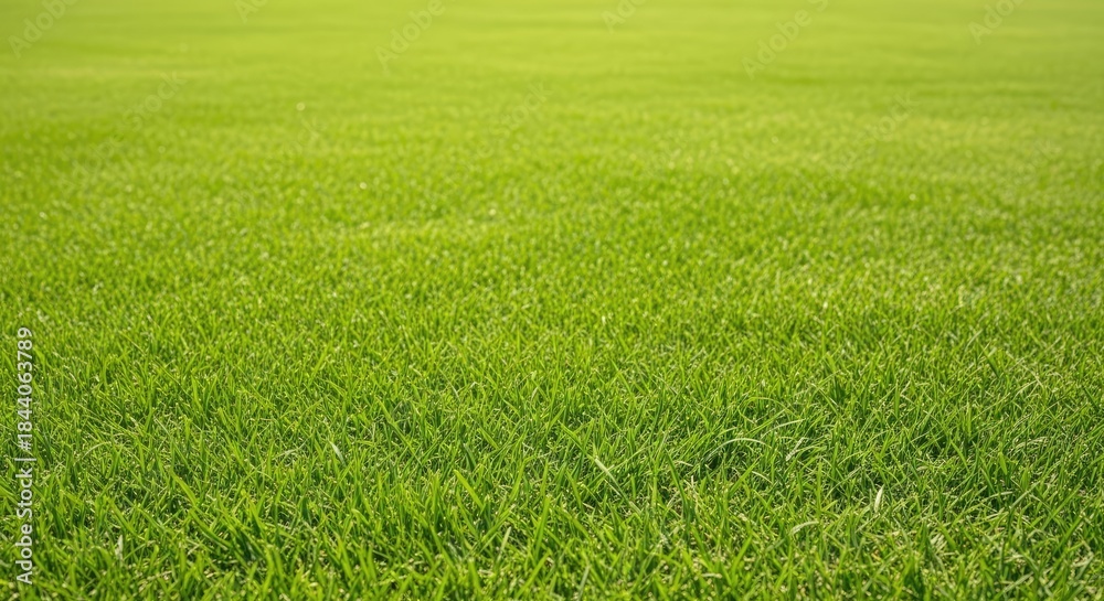 Obraz premium A vibrant green lawn with a few scattered blades of grass.