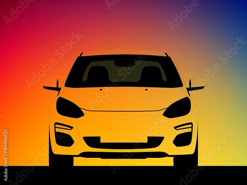 Simple car silhouette, front view, clean lines, modern design,  travel,  clean