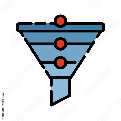 Graph chart filled line color icon. Sales Funnel symbol.