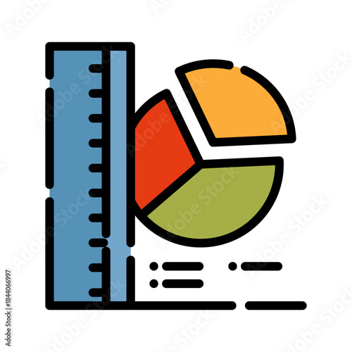 Graph chart filled line color icon. Pie Chart symbol.