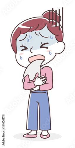 嘔吐している女性（吐き気・体調不良・つわり）