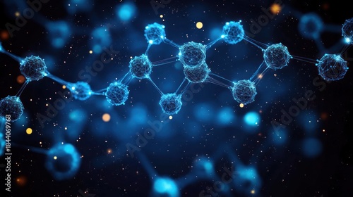 Wallpaper Mural glowing blue molecular network of connected spherical nodes and bonds against a dark starry background, evoking curiosity and futuristic discovery Torontodigital.ca