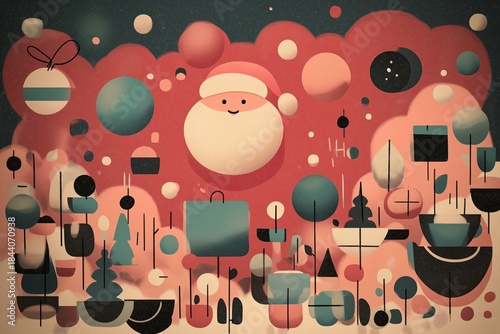 set of funny santa cartoon pattern