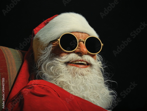 portrait of santa claus smile with sunglasses