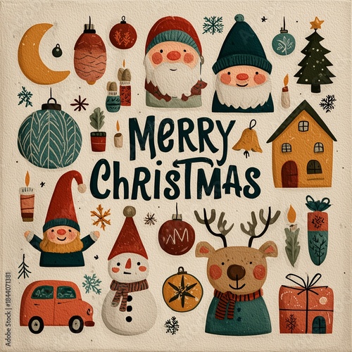 set of christmas festival elements