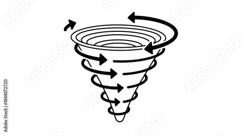Tornado Swirl Doodle Illustration – Spinning Cyclone Wind Motion Icon