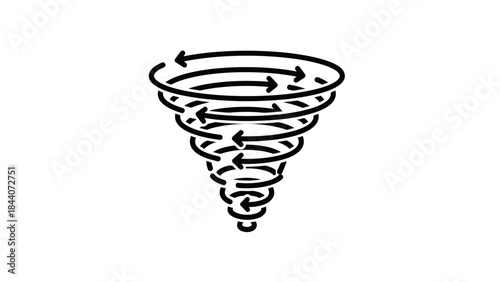 Tornado Swirl Doodle Illustration – Spinning Cyclone Wind Motion Icon