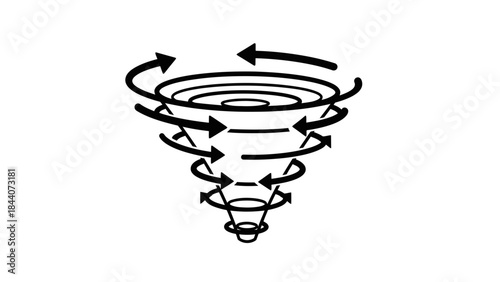 Tornado Swirl Doodle Illustration – Spinning Cyclone Wind Motion Icon