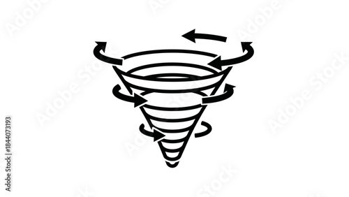 Tornado Swirl Doodle Illustration – Spinning Cyclone Wind Motion Icon