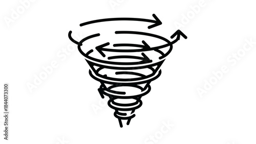 Tornado Swirl Doodle Illustration – Spinning Cyclone Wind Motion Icon