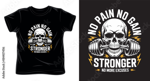 no pain no gain graphic vector art t-shirt design print template
