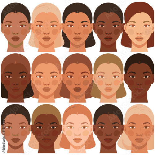 Skin Tone Color Palette Vector Illustration,Human Skin Shade Chart Vector Design,Cosmetic Color Guide Vector Artwork,Diversity and Complexion Tones Vector Graphic.

