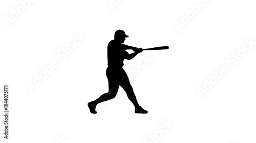 Silhouette of a baseball player swinging a bat