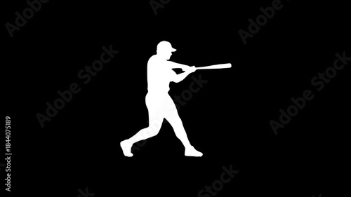 Silhouette of a baseball player swinging a bat during a game