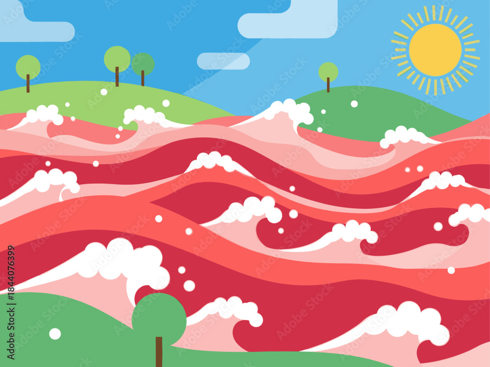 Obraz premium Wavy Heart Landscape Illustration