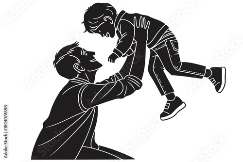 Vector silhouette illustration of a person with a sword, like a sport player cartoon drawing