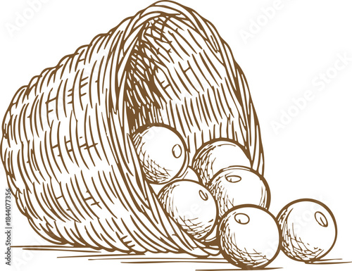 Cornucopia basket spilling apples