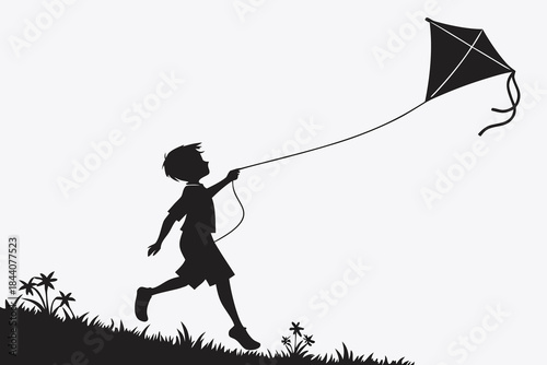 children flying kites illustration