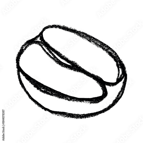Hand drawn fresh roasted coffee bean Arabica robusta seed doodle Single element for print, web, design, decor