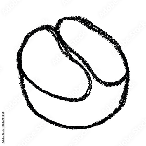 Hand drawn fresh roasted coffee bean Arabica robusta seed doodle Single element for print, web, design, decor