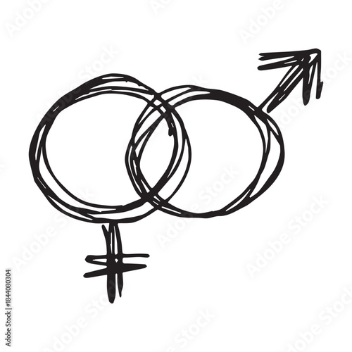 Hand drawn heterosexual gender identity sign Symbol used to represent sex and gender