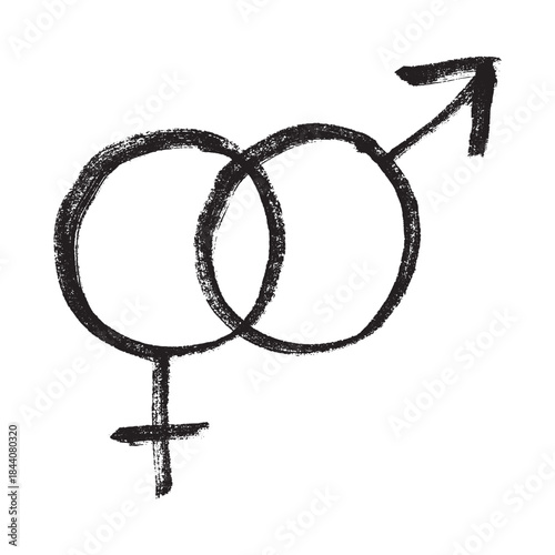 Hand drawn heterosexual gender identity sign Symbol used to represent sex and gender