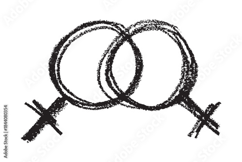 Hand drawn lesbian identity sign Symbol used to represent sex and gender