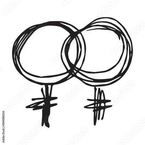 Hand drawn lesbian identity sign Symbol used to represent sex and gender