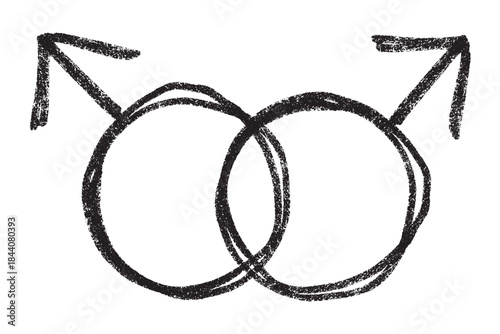 Hand drawn homosexual identity sign Symbol used to represent sex and gender