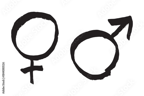 Hand drawn female and male gender identity sign Symbol used to represent sex and gender Single element for print, web, design, decor