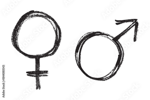 Hand drawn female and male gender identity sign Symbol used to represent sex and gender Single element for print, web, design, decor