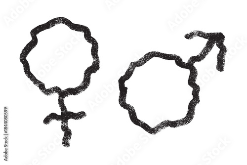 Hand drawn female and male gender identity sign Symbol used to represent sex and gender Single element for print, web, design, decor