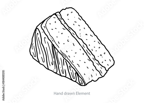 Slice of Cake Delight: A sketch of a delectable slice of cake, showcasing the layers of creamy filling and fluffy bread, the perfect treat.
