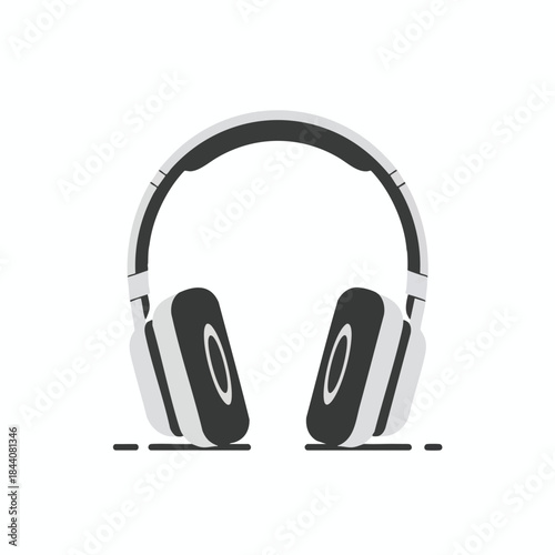Simplified illustration of a pair of headphones with a modern flat design