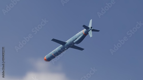 Fotografia Missile attack. Cruise missile flying. Missile launch.