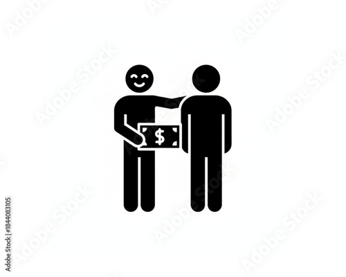 Person receiving money from another person