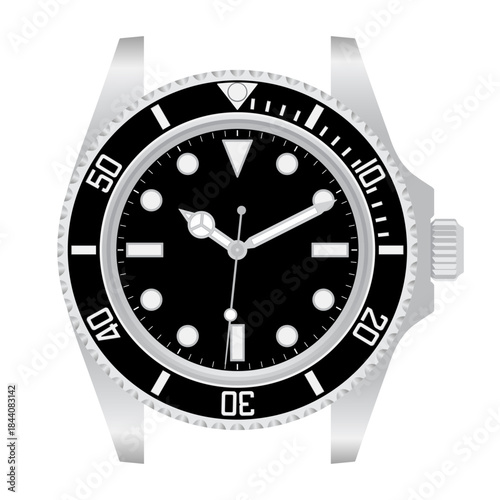 A rugged men’s sports watch built for divers and swimmers. Editable EPS 10 vector graphic illustration isolated on white background.