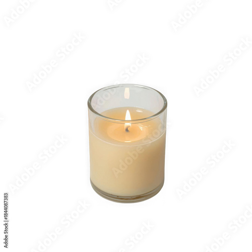 burning candle on white background