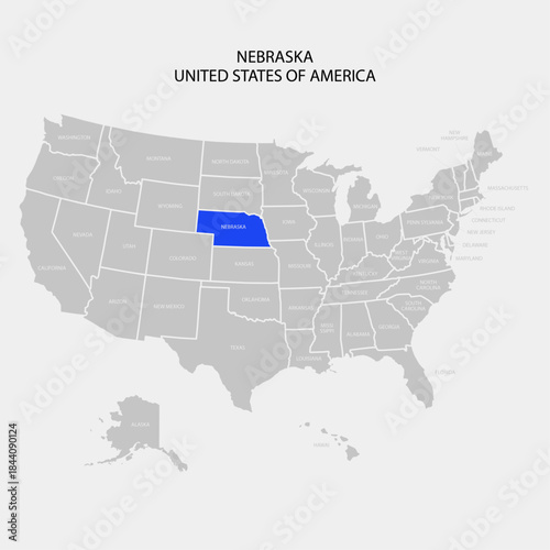 UNITED STATES OF AMERICA MAP - NEBRASKA