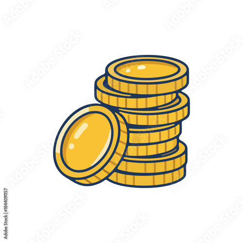 Isometric gold coin stacks vector illustration for mining wealth.