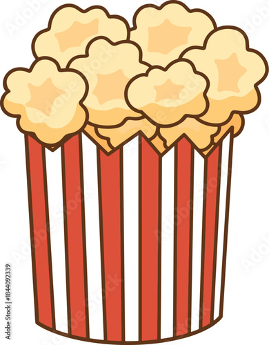 Clip art of a white and red popcorn bucket on a transparent background.